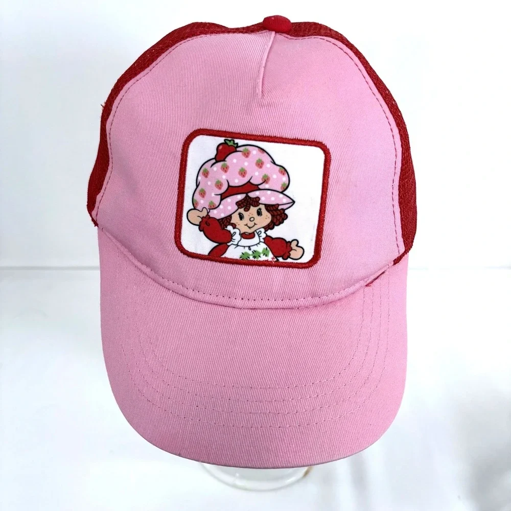 Strawberry Shortcake Trucker Hat Pink Red Mesh Snapback Cap Adult‎ Sz Adjustable